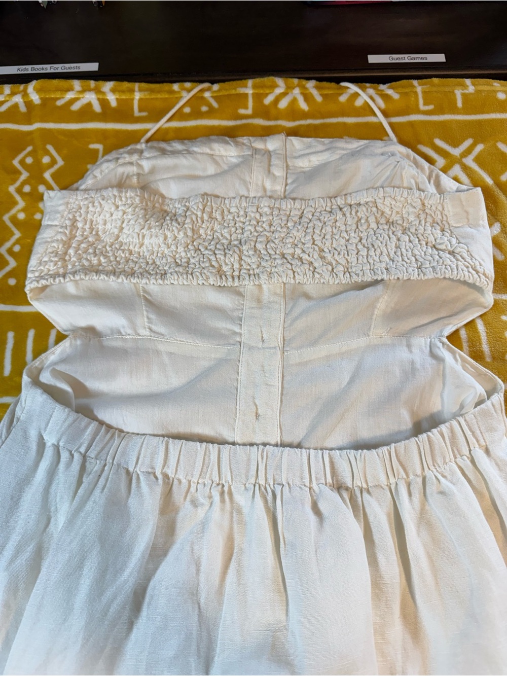 Anthropologie Maeve Linen Blend Colorblocked Contrast Midi Dress. Tie at neck. M - Picture 9 of 15